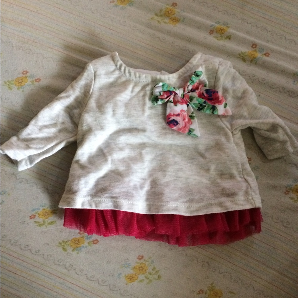 0-3 month flower with bow outfit
